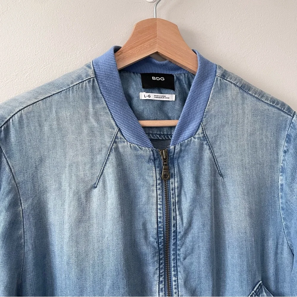 Urban Outfitters Light Blue Denim Bomber Jacket